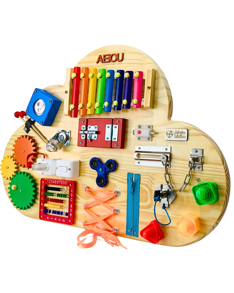 Painel Sensorial Educativo Montessori Nuvem + Brinde Exclusivo Hoje!
