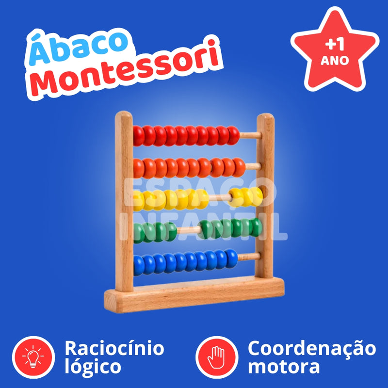 Ábaco Montessori Brinquedo Educativo de Madeira | Aprenda Brincando