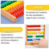 Ábaco Montessori Brinquedo Educativo de Madeira | Aprenda Brincando