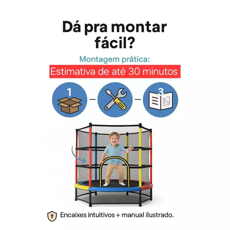 Cama Elastica Infantil Pula Pula C/ Rede de Proteção