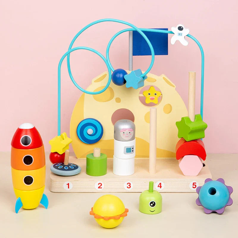 Labirinto Aramado Aventura Espacial Brinquedo Educativo de Madeira